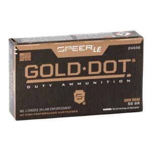 Speer Gold Dot Duty Rifle 223 Rem 55gr Soft Point Ammo - 20rd
