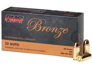PMC Bronze 32 Auto 60 Grain JHP Ammo - 50rds