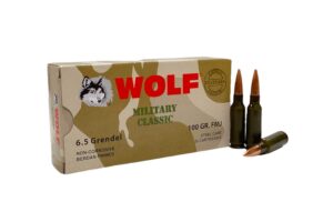 Wolf Military Classic 6.5 Grendel 100gr FMJ Steel Case Ammo - 20rds