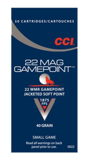 CCI Gamepoint 22 WMR 40gr JSP Ammo - 50rd