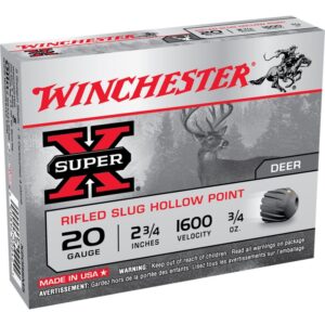 Winchester Super-X 20ga 2-3/4" 3/4oz Rifled Slug HP Ammo - 5rds