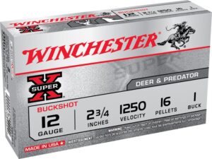 Winchester Super-X 12 Gauge 2-3/4" 16 Pellets #1 Buck Shot Ammo - 5rds