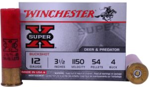 Winchester Super-X 12 Gauge 3-1/2" 54 Pellets #4 Buck Shot Ammo - 5rds