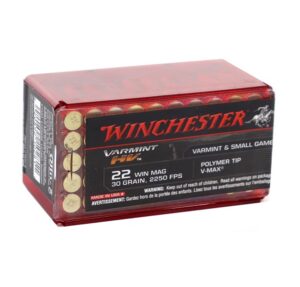 Winchester Varmint HV 22 Win Mag 30gr PT V-Max Ammo - 50rds
