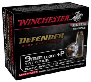 Winchester Defender 9mm Luger +P 147gr Bonded JHP Ammo - 20rds