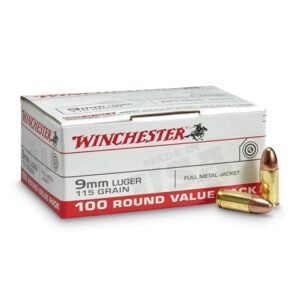 Winchester 9mm Luger 115gr USA White Box FMJ Ammo Value Pack - 100rds