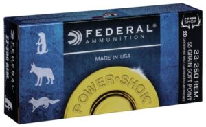 Federal Power-Shok 22-250 Rem 55gr SP Ammo - 20rds
