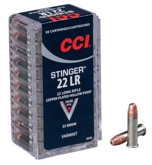 CCI 22 LR 32 Grain Stinger Copper-Plated HP Ammo - 50rd