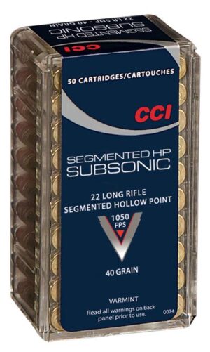 CCI 22 LR 40 Grain Segmented HP Subsonic Ammo - 50rd