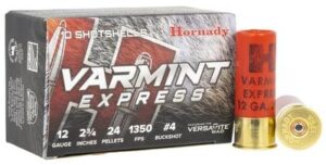 Hornady 12 Gauge Varmint Express 2.75 24 Pellets #4 Buckshot Ammo