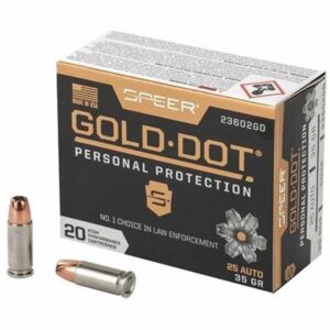 Speer Gold Dot 25 Auto 35gr GDHP Ammo - 20rds