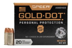 Speer Gold Dot 32 Auto 60gr GDHP Ammo - 20rds