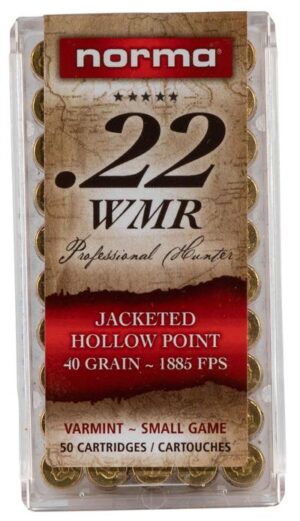 Norma Professional Hunter 22 WMR 40 Grain JHP Ammo - 50rd