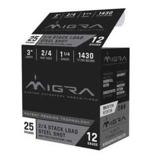 Migra 12 Gauge 3" 1 1/4oz. #2/#4 Steel Shot Custom Waterfowl Ammo