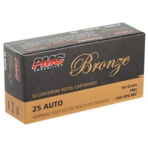 PMC Bronze 25 Auto 50gr FMJ Ammo - 50rds