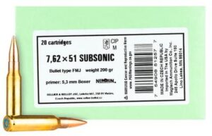 Sellier & Bellot 7.62x51mm 200gr FMJ Subsonic Ammo - 20rds