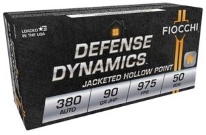 Fiocchi 380 Auto 90 Grain JHP Defense Dynamics Ammo - 50rds