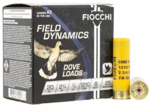 Fiocchi Field Dynamics Dove & Quail 20 Gauge 2-3/4" 7/8oz #8 Shot Ammo - 25rds