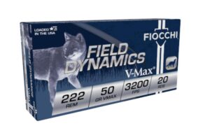 Fiocchi Field Dynamics 222 Rem 50 Grain V-MAX PT Ammo - 20rds