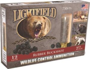 Lightfield Wildlife Control 12 Gauge 2-3/4" Rubber Buckshot Ammo - 5rds