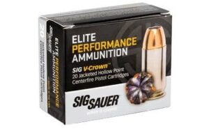 Sig Sauer 45 Auto Elite Performance V-Crown 230gr JHP Ammo - 20rd