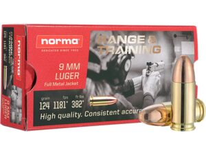 Norma Range + Training 9mm 124gr FMJ Ammo - 50rds