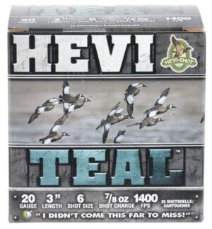 HEVI-Shot 20 Gauge HEVI-Teal 3 7/8oz #6 Shot Steel Ammo - 25rds