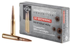 Privi Partisan (PPU) Rangemaster .50 Browning 625gr FMJBT Ammo - 5rds
