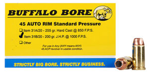 Buffalo Bore 45 Auto Rim 200gr JHP - Ammo 20rds