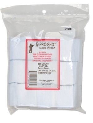 Pro-Shot Cleaning Patches 6mm/7mm-38 Cal 1-3/4" Cotton Flannel 500ct