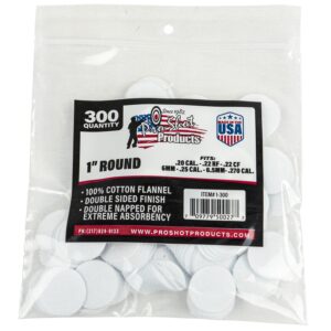 Pro-Shot Cleaning Patches 22-270 Cal 1" Cotton Flannel 300/Bag
