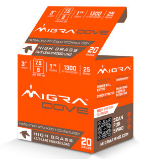 Migra Dove 20 Gauge 3" 1-1/4oz 7.5/9 Shot Ammo - 25rd