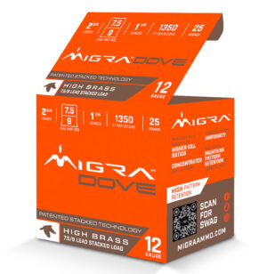 Migra Dove 12 Gauge 2 3/4" 1-1/4oz 7.5/9Shot Ammo - 25rd