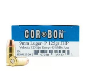 CorBon 9MM Luger +P 125 Grain JHP Ammo - 20rds