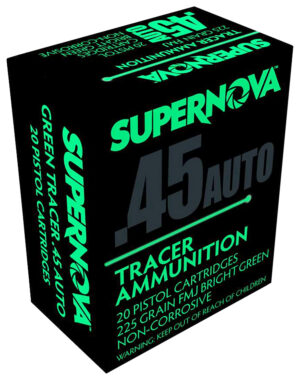 Supernova Non Corrosive 45 ACP 225gr Full Metal Jacket Green Tracer Ammo - 20rd