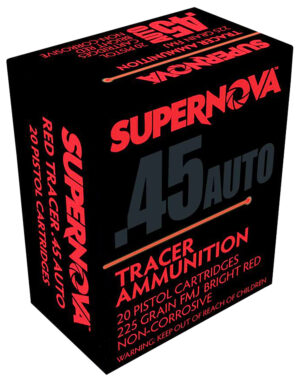Supernova Non Corrosive 45 ACP 225gr Full Metal Jacket Red Tracer Ammo - 20rd