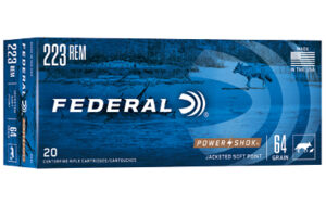 Federal Power-Shok 223Rem 64gr Jacketed Soft Point Ammo - 20rd