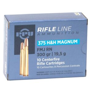 Privi Partizan (PPU) Rifle 375 H&H Mag 300gr FMJ RN Ammo - 10rd