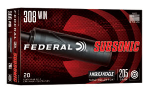 Federal Subsonic 308 Win 205gr Target Hollow Point Ammo - 20rd